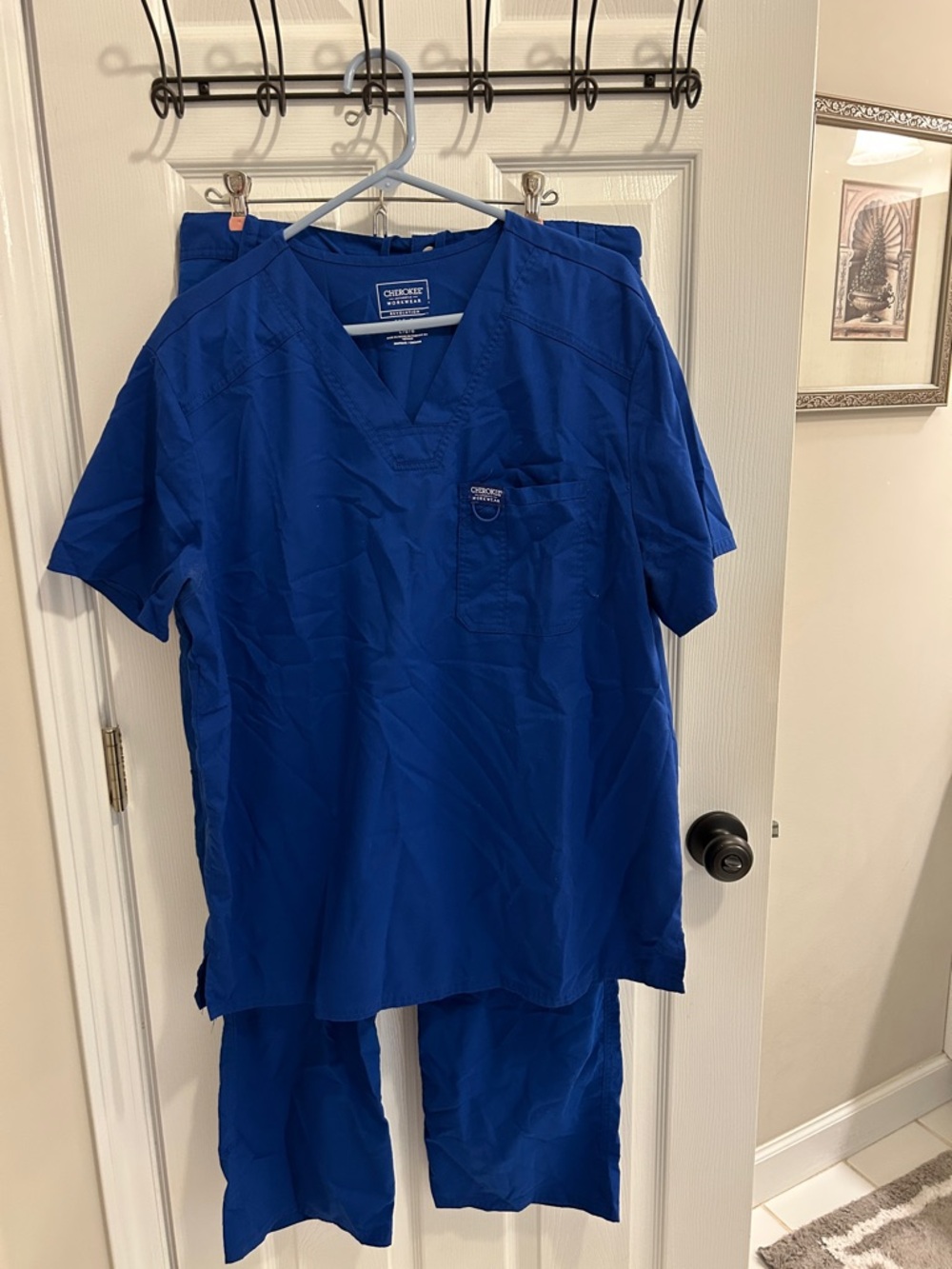 Cherokee Men’s Scrubs Shirt and Pants Set - Royal Blue